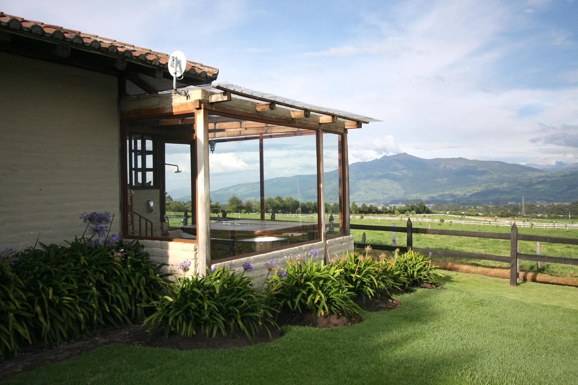 Hacienda El Rejo, Machachi (Cotopaxi), Équateur, Vue depuis la chambre